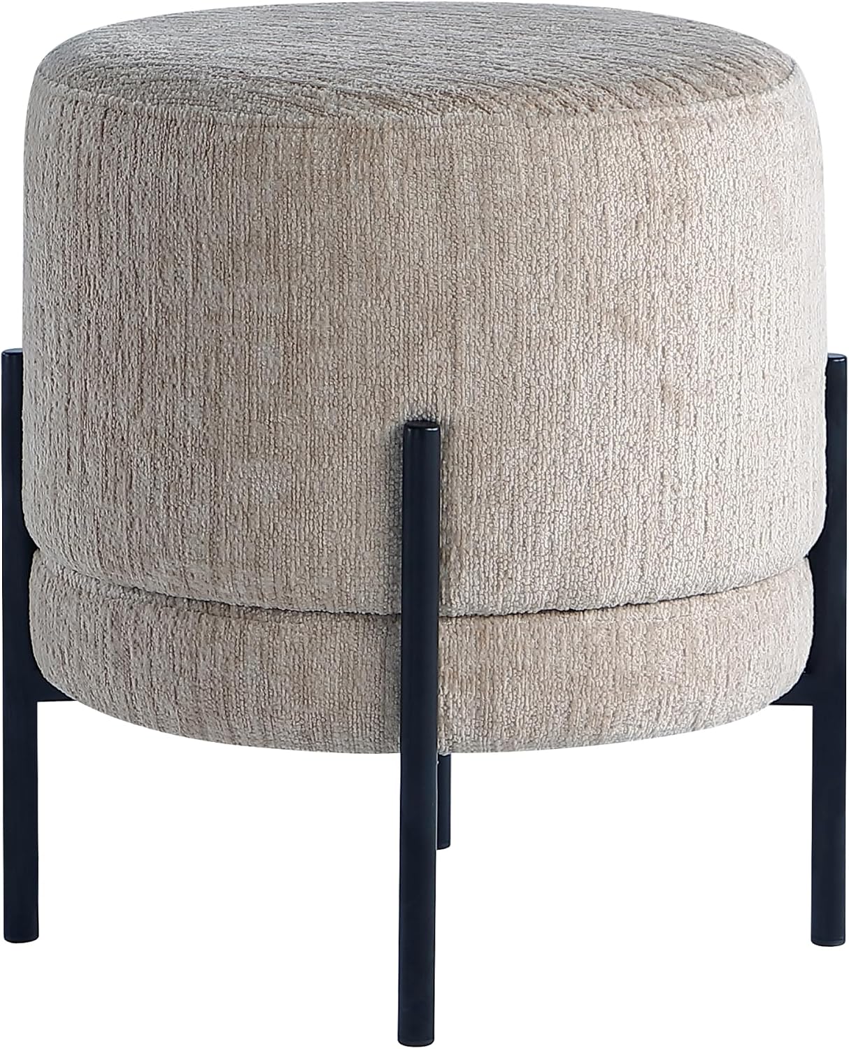 Get Set Style Multifunctional Ottoman with Side Table, Soft Round Footrest Stool,Vanity Stool with Metal Legs, Modern Decorative Furniture Vanity Chair for Makeup Room, Bedroom, Living Room