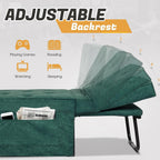 4-in-1 Multi-Functional Convertible Sofa Bed, Foldable Ottoman Sleeper Chaise with Adjustable Backrest, Modern Linen Convertible Futon Sofa Couch for Living Room (Green-28.7''D)