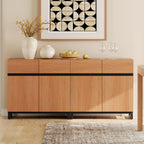 WAMPAT Sideboard Buffet Cabinets, Modern Sideboard with Adjustable Shelf and Metal Base, Coffee Bar Cabinet Storage Cabinet for Living Room, Kitchen, 2Pcs, Mocha