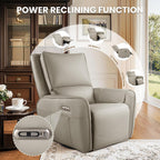 Power Swivel Rocking Recliner- Glider Rocking Chair for Adult - Nursery Glider for Breastfeeding,Quiet Motor, Faux Leather - Swivel Recliner for Living Room, Nursery (Khaki)