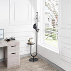 JIAYUEJU Coat Rack Freestanding with Table & 6 Hooks, Corner Coat Tree, Heavy-duty Marble Base Coat Rack Stand for Bedroom Living Room Office Entryway 13.78 x 13.78 x 68.11 Inches (Black)