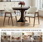 MALOL Wooden Dining Chairs Set of 4, Modern Fabric Upholstered Dining Room Chair, Kitchen Side Chairs, Farmhouse Dinner Chair with Curved Open Back for Kitchen, Beige