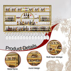 126in Wine Rack Wall Mounted, Large Capacity Hanging Wine Bottles Display Shelf with Glasses Holder, 4 Tier Industrial Bar Liquor Storage Shelves for Home Bar Kitchen,Living Room (Black, 126in)