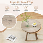 Tangkula Mahogany Wood Side Table, 18” Round Small Accent End Table with Thickened Board & Solid Wood Support Legs, for Bedroom, Porch, Balcony, Natural