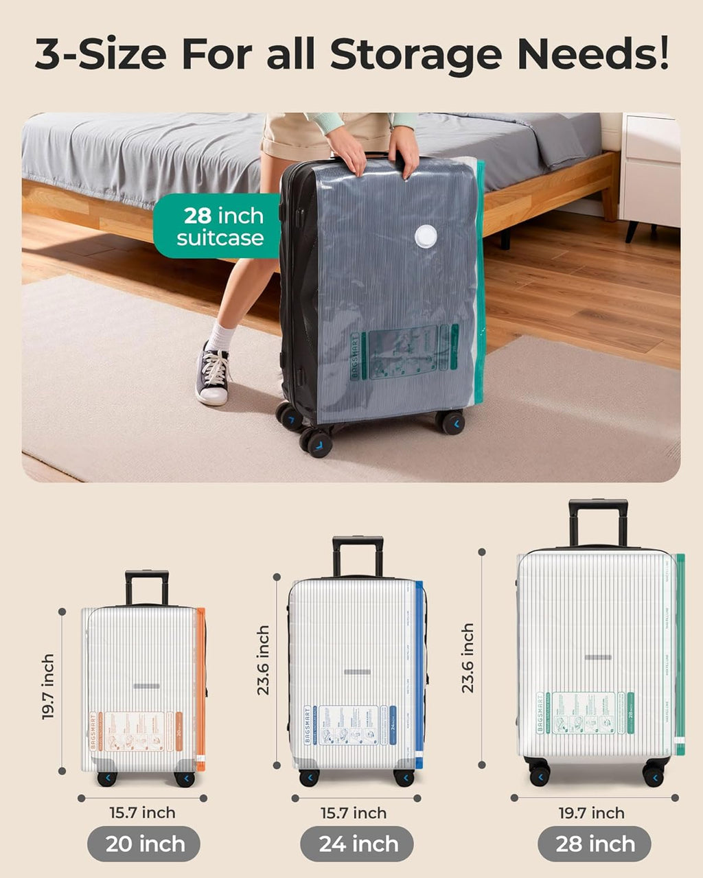 BAGSMART Travel Vacuum Bags with Rechargeable Electric Pump, 18PC Kit | Wireless Pump, Bonus Shoe, Laundry & Toiletry Bags, Reclaim 80% luggage space. Ideal for suitcase packing, travel & home.