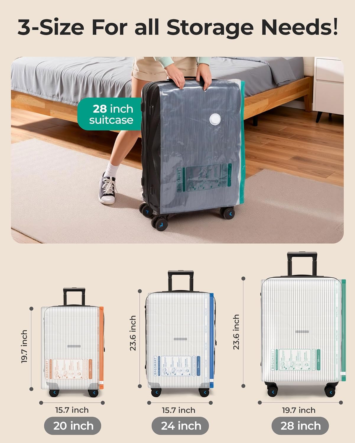 BAGSMART Travel Vacuum Bags with Rechargeable Electric Pump, 18PC Kit | Wireless Pump, Bonus Shoe, Laundry & Toiletry Bags, Reclaim 80% luggage space. Ideal for suitcase packing, travel & home.