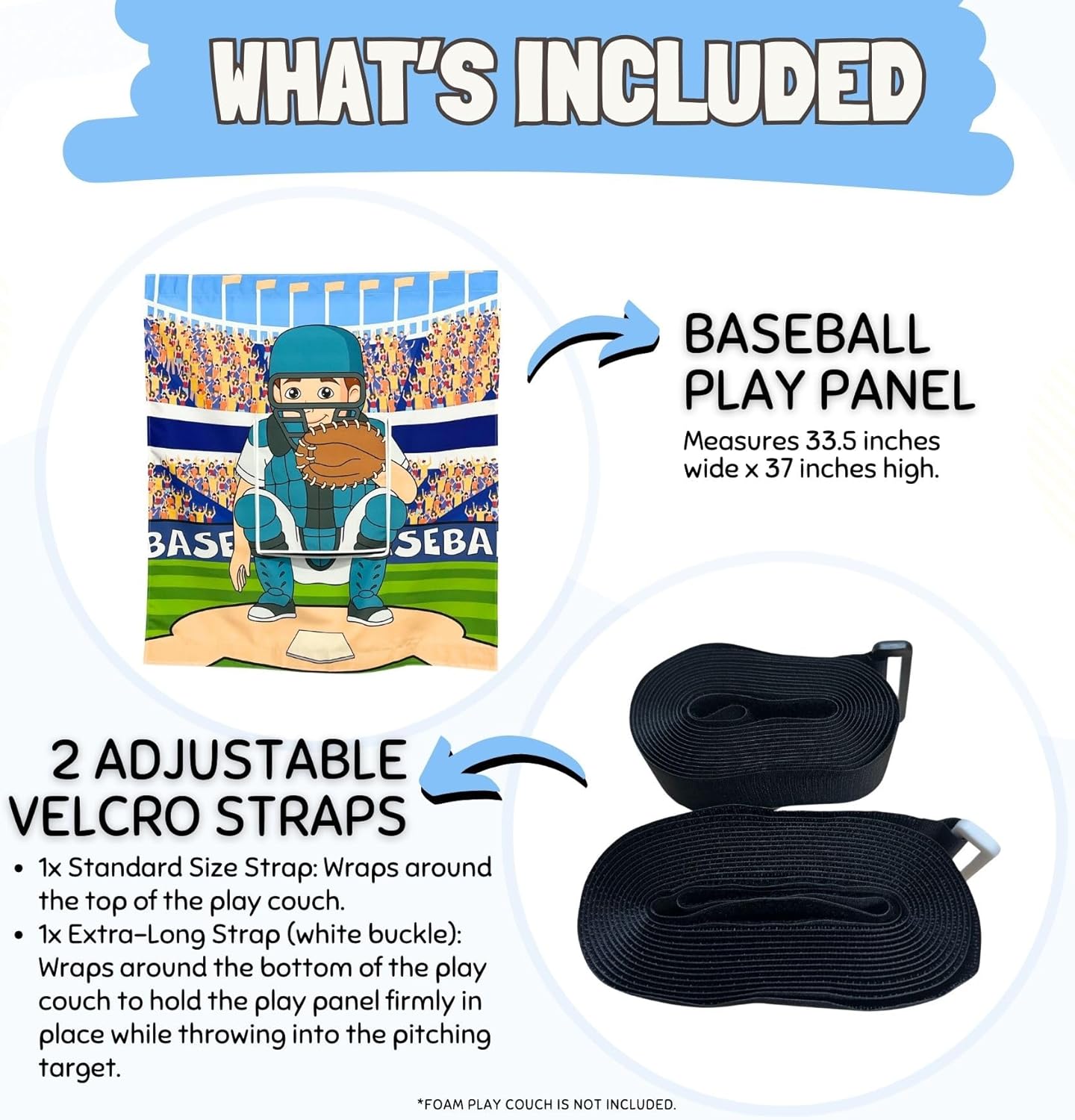 Couch Swag Play Panel for Childrens Foam Sofa Kids Couch (Baseball)