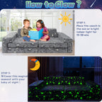 Kids Play Couch, Modular Toddler Glow Sofa for Playroom Bedroom，Imaginative Convertible Play Couch for Boys Girls.Gift for Kids.Spaceman
