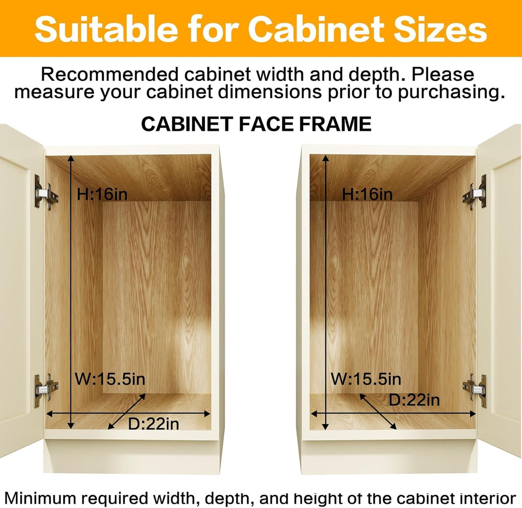2-Tier Kitchen Cabinet Pull Out Shelf and Drawer Organizer Slide Out Pantry Storaqe Basket in Multiple Sizes (14" W x 21" D)