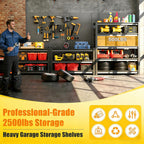 5 Tier Adjustable Heavy Duty Metal Garage Shelving Unit, Industrial Utility Storage Rack, Sturdy Steel Organizer for Workshop Warehouse Household Use, 2500 LBS Capacity