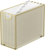 Sinboun Hanging File Organizer Letter-Size File Holder Filing Box Includes 5 Hanging Folders - Metal Mesh Magazine Letter Storage Cabinets File Cart for Office Home School, No Assembly Required Gold
