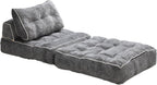 Convertible Foldable Sofa Bed with Pillow & Back Support, Portable Fold Out Floor Lounge for Living Room Bedroom, Dark Grey