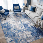 RELEANY Washable Area Rugs 5'x7' Non-Slip Modern Abstract Soft for Living Room Entryway Bedroom Kitchen, Print Pattern, Blue Grey Navy Gray