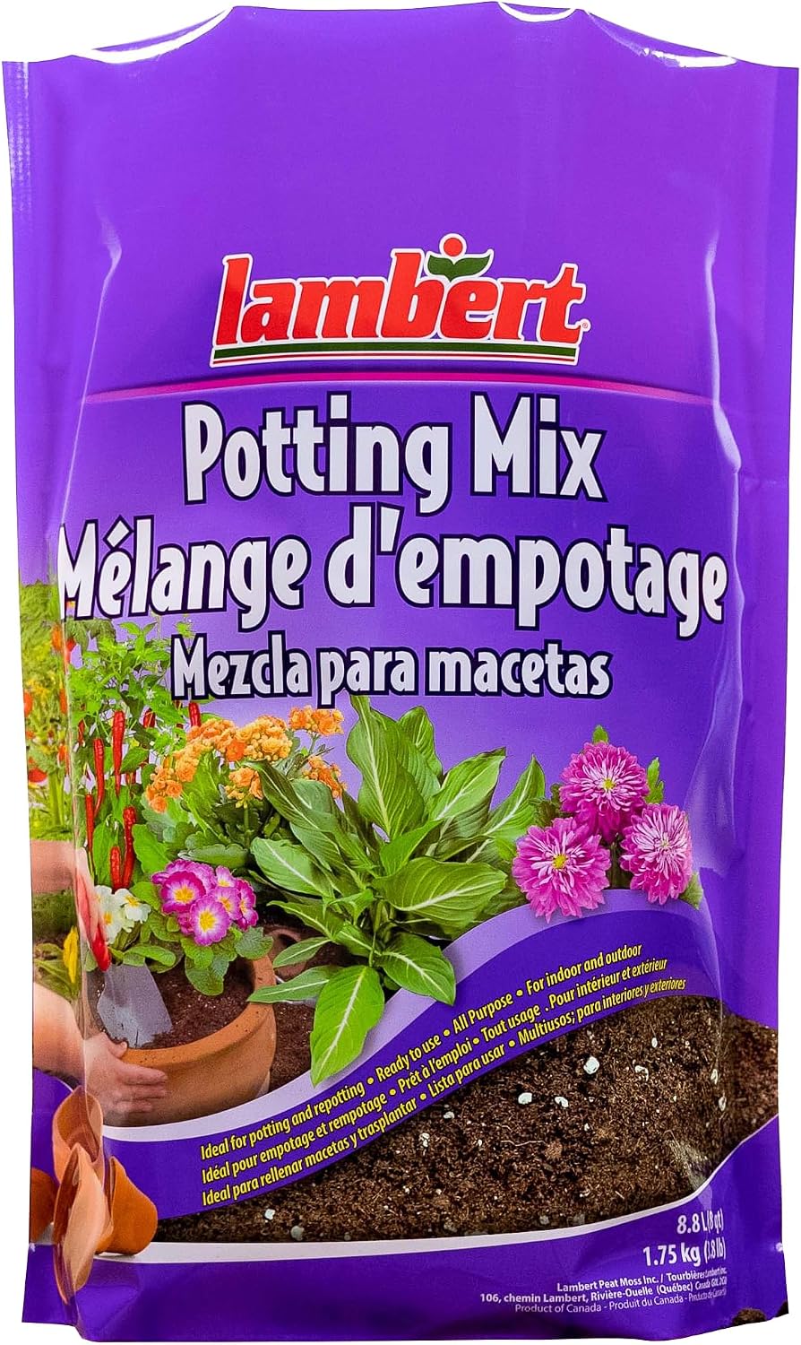 Lambert Potting Mix - Potting Soil Mix for Flowers, Vegetables, Shrubs, Container Plants, Annuals, Perennials, for Indoor and Outdoor - 8 Quarts