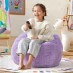 Hobestluk Kids Bean Bag Chair Teardrop Shape with Filling, 2.5FT Purple | Soft Fabric, Corduroy Cover, Removable and Washable, Memory Foam Filler, Portable Handle, Gaming, Relaxing, For Living Room