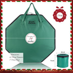 BrilliantJo Wreath Storage Hard Shell Christmas Decorations Case Bag with Interior Pockets 600D Oxford Fabric 24 Inch Xmas Container Box for Holiday Zipper and Handles Labeling Card Slot Green