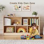 ONBRILL 2-Tier Wood Montessori Cabinet for Kids, Toddler Room Book Shelves Toy Organizers and Storage, Small Book Shelf Storage for Baby Children, Furniture of Classroom, Nursery, Playroom