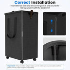 Laundry Basket with 5 Wheels, Tall Dirty Laundry Hamper, Rolling Laundry Basket with Lid, Collapsible Clothes Hamper for Bathroom Bedroom Dorm Laundry Room, Deep Gray, 75L