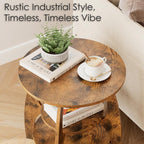 Masupu Round Side Table, 3-Tier Wood End Table, 19.7 inch Accent Table, Mid Century Modern Nightstand for Small Spaces, Living Room, Bedroom, Easy Assembly(Rustic Brown)