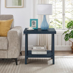 Roundhill Furniture Athens Contemporary Wood Shelf End Table in Navy Blue
