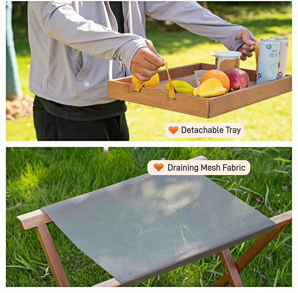 Folding TV Tray Table - Portable Side Tables with Removable Tray for Drink, Snack, Sofa End Table for Small Spaces, Living Room, Bedroom, Outdoor, Stable Stand for Camping, BBQ - Brown