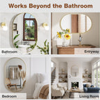 24x36 Inch Brushed Gold Oval Bathroom Mirror, Wall Mounted Vanity Mirror for Over Sink, Tempered Glass with Aluminum Frame, Vertical or Horizontal Hanging