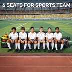 EVER ADVANCED 6 Seats Folding Soccer Team Bench with Carry Bag, Portable Soccer Sideline Chairs with Side Storage Basket, Sports Football Seating for Camping & Outdoor Games Events