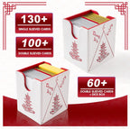 Venssu Chinese Takeout MTG Deck Box, Commander Deck Case Fits 100 Double Sleeved Cards, PU Leather Storage Box with 2 Dividers(Bright Red and White), Compatible with TCG/PTCG/EDH/Magic/Sport Cards
