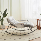 Rocking Chair with Extra-Wide Technical Leather, Upholstered Gliding Chair, Modern Accent Chair for Living Room, Nursery, Bedroom, White