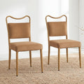 Velvet Dining Chairs Set of 2, Upholstered Dining Chairs with Wood Grained Metal Frame, Mid Century Modern Velvet Chairs for Dining Room, Kitchen and Restaurant,Velvet Brown