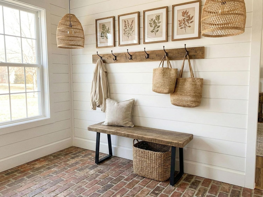 Rustic Revival Reclaimed Barnwood Bench, Solid Wood with Metal Base, Modern Farmhouse Style, 2-Inch Thick Top, for Entryway, Bedroom, Living Room (38x12)