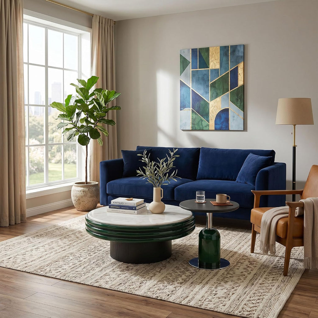 18.9'' Round End Table for Living Room, Modern Accent Side Table with Solid Wood Tabletop and Metal Base for Bedroom Nightstand Office Small Space