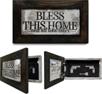 Bless This Home and All Who Enter Hidden Gun Storage Wall Decor - Hand-Painted Gun Concealment Decor - Gun Shelf Hidden Storage with Magnetic Lock for Quick Access - Made In USA by Bellewood Designs