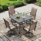 Soohow Patio Dining Table 35"x35", Square Outdoor Dining Table with 1.57" Umbrella Hole, Metal Outdoor Furniture for Patio, Graden, Backyard and Poolside, Weather-Resistant