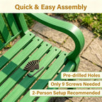 2-Person Green Memorial Garden Bench Poly Lumber Rot-Proof All Weather Outdoor Patio Bench for Porch Backyard Park