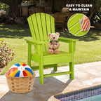 Giantex Adirondack Chair, Kids HDPE Patio Lawn Chair with Ergonomic Backrest for Deck, Porch, Backyard, Poolside, Indoor, Weather Resistance Toddler Outdoor Chair (1, Green)