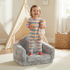 Play Couch Sofa for Kids Fold Out Flip Out Kids Sofa Chair 2 in 1 Convertible Sofa to Lounger for Girls and Boys (Grey)