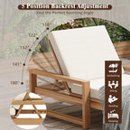 Think 30Lounge Chair Set of 2, Patio Sun Tanning Chair, Outdoor Chaise Lounger with 5-Position Reclining Back, for Pool, Balcony & Garden,Light Teak