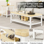 AWQM Coffee Table Coffee Table and end Table Sets Living Room Table | For Living Room, Small Apartment, Home Office, Sofa Storage Side Table & Bedroom Use (Oak)