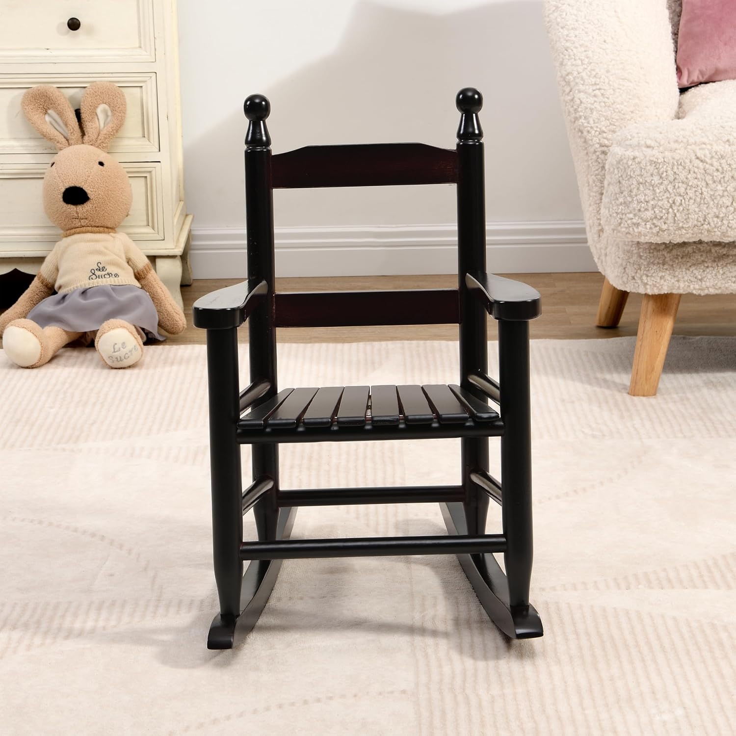 Gecheer Kids' Rocking Chair for Indoor or Outdoor Use – Solid Hardwood Construction, Sturdy Slatted Back, Easy Assembly, Weight Capacity 110 lbs