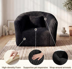 Claiks Boneless Chair Comfy Cloud Couch Corduroy Single Sofa Oversized Accent Chair for Adults Couches for Living Room Bedroom Apartment Small Spaces, Black