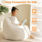 MAXYOYO Kids Bean Bag Chair, Comfy Bean Bag Sofa with Back Support, Faux Fur Cute Chair for Boys and Girls, Stuffed Floor Sofa for Nursery, Bedroom, Beige