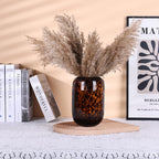 8.2in Amber Vase,Brown Glass,Round Art,Modern Clear Glass Vase,Decorative Bottles for Home Decor,Farmhouse Centerpiece,Wide for Living Room, Kitchen,Office, Dining (S)