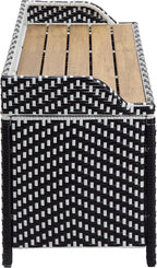 Greemotion Azur Beach Aluminum and All-Weather Wicker 41 in. Wide Storage Bench for Garden, Backyard, Patio, Pool Area, Porch, Black and White