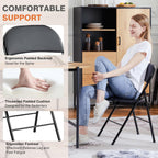 Sweetcrispy Folding Chair 2 Pack, Leather Padded Foldable Chairs, Sturdy Metal Portable Chairs, Easy to Use and Store, Outdoor and Indoor, for Home, Office, Party, Garden, Black
