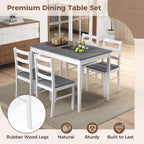 COSTWAY Dining Table Set for 4, 5-Piece Dinette Set with Rubber Wood Legs, Anti-Slip Pads & Space-Saving Design, Farmhouse Kitchen Table and Chairs for Kitchen, Apartment, Studio