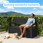 AmaVins 70 Gallon Outdoor Storage Bench Deck Box, Waterproof Lockable with Rattan-Woven Look, Outdoor Storage Furniture for Patio, Garden, Porch (Black)