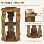 YATINEY Round Side Table, 3-Tier Wooden End Table with Storage Shelves, Accent Table for Small Spaces, Nightstand for Living Room, Bedroom, Rustic Brown ET15BR