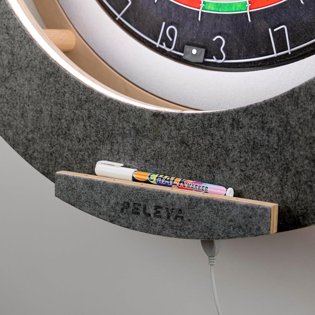 Dart Board Cabinet Set with LED Light; Bristle Dartboard, Built in LED Light, Darts and Chalkboards