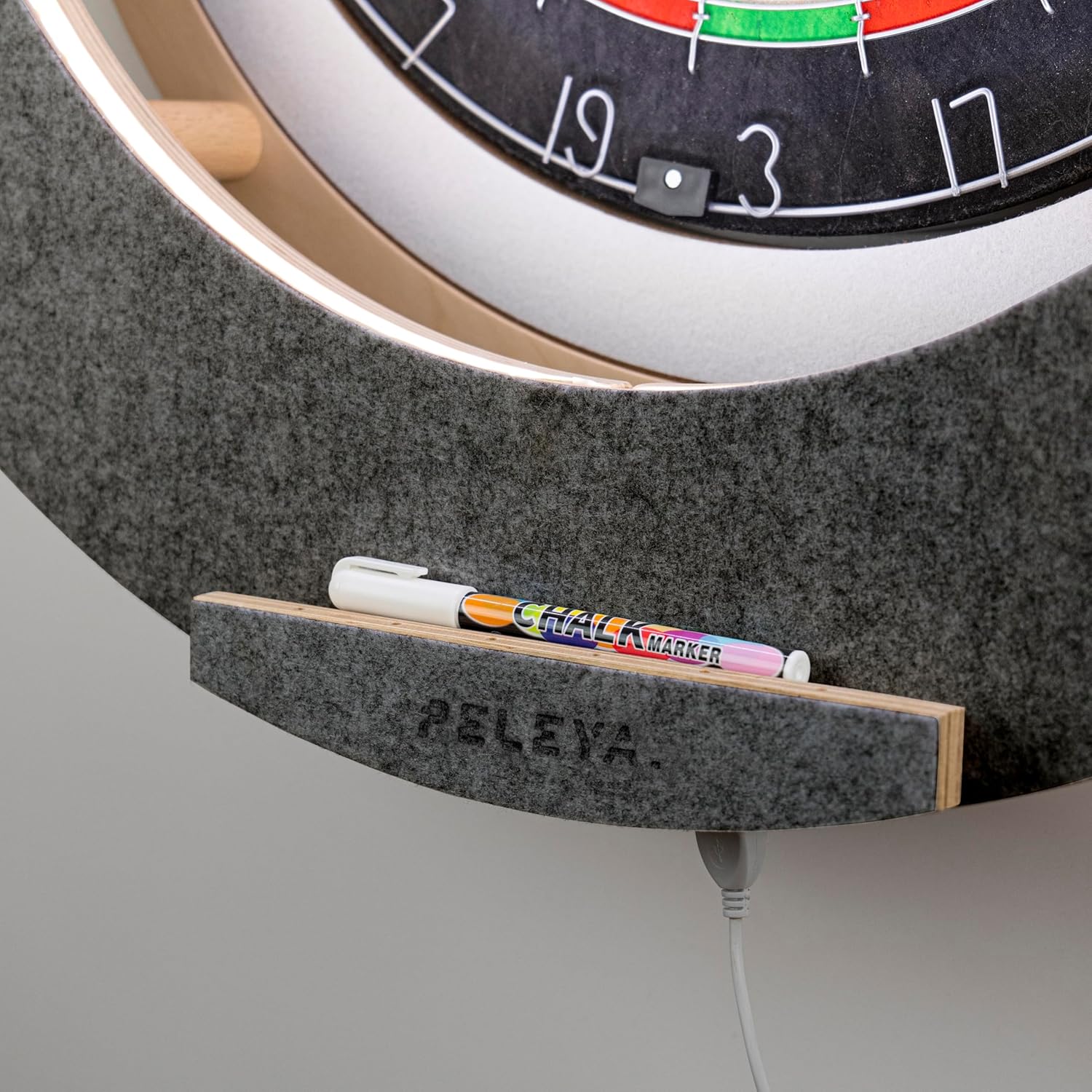 Dart Board Cabinet Set with LED Light; Bristle Dartboard, Built in LED Light, Darts and Chalkboards